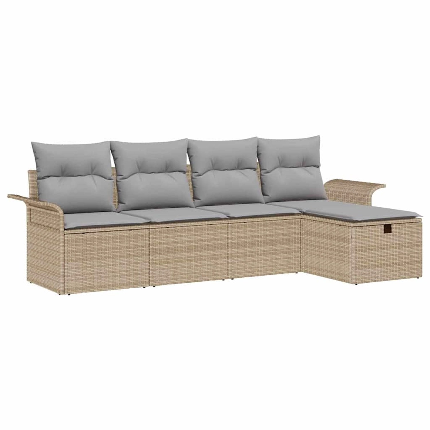 vidaXL Garten-Sofa-Set mit Kissen mit Speicher 5-Tlg Beige Poly Rattan 3360 günstig online kaufen