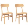2er Set Esszimmerstühle aus hellem Massivholz (Gummibaum) für Esszimmer oder Küche.