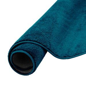 Gerollter, petrolfarbener Pergamon Hochflor Teppich Melia, 160x160cm. Super Soft und luxuriös.