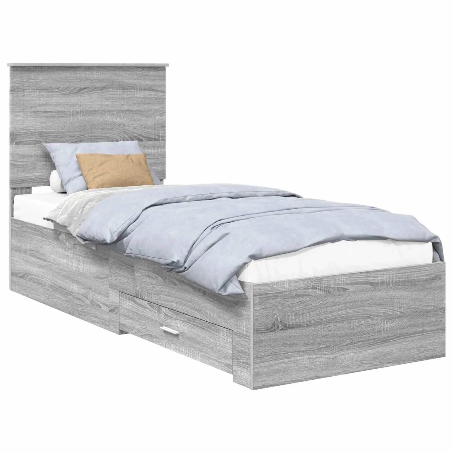 vidaXL Bettrahmen Graue Sonoma und Silber 75 x 190 cm Holzwerkstoff 3411373