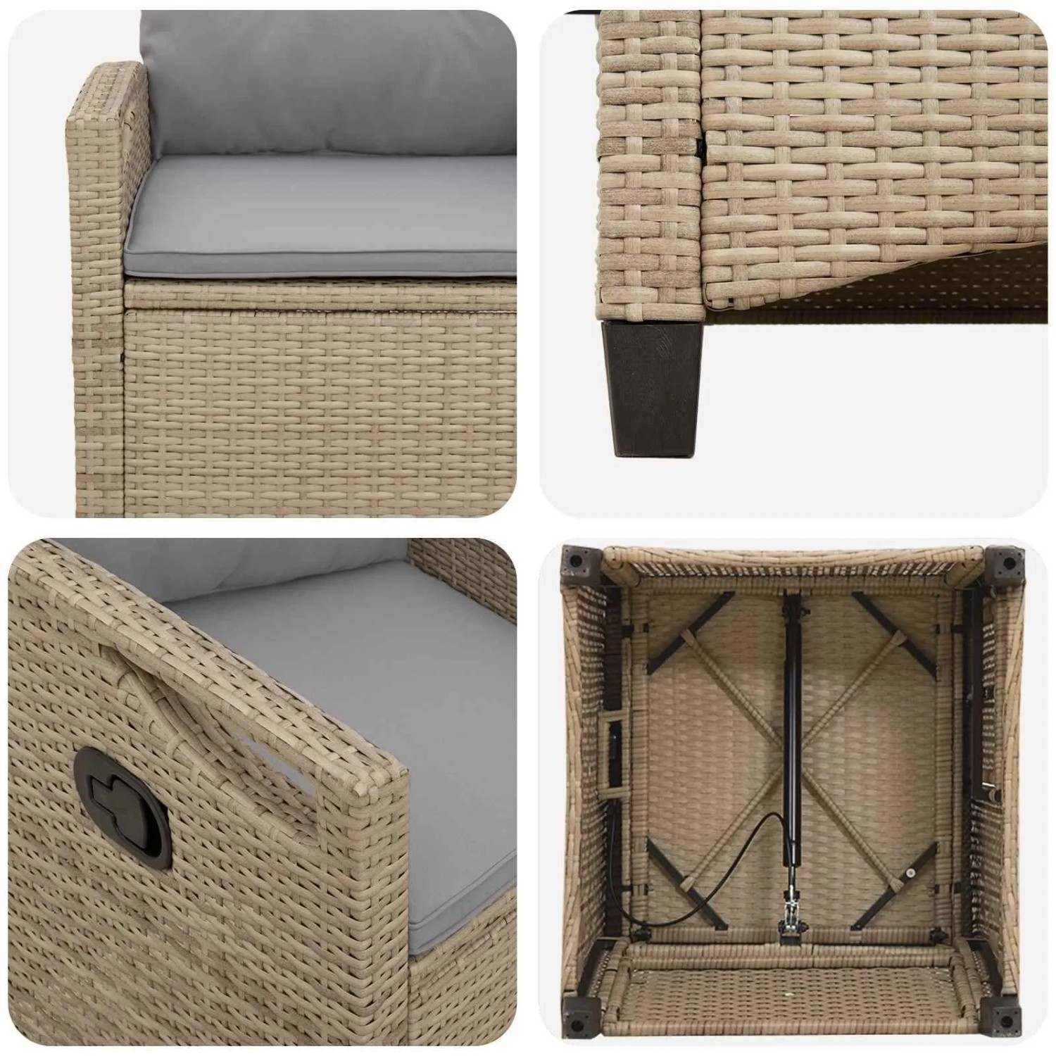 vidaXL Gartenstuhl 2 Stk Beige und Hellgrau 56 x 60 x 112 cm 42026833_8