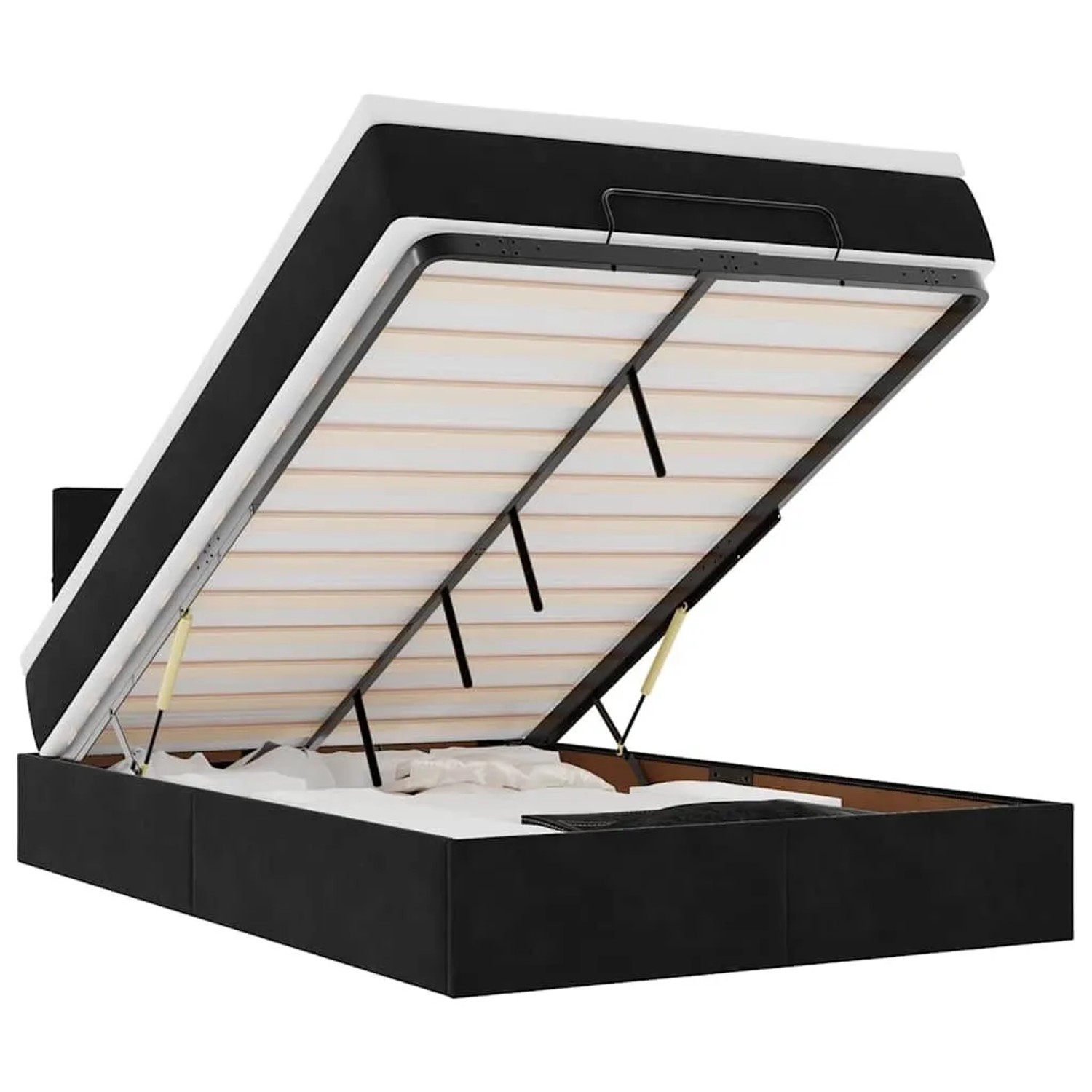 vidaXL Ottomane Bett mit Matratze & LEDs Schwarz 120x190 cm Samt 3312610