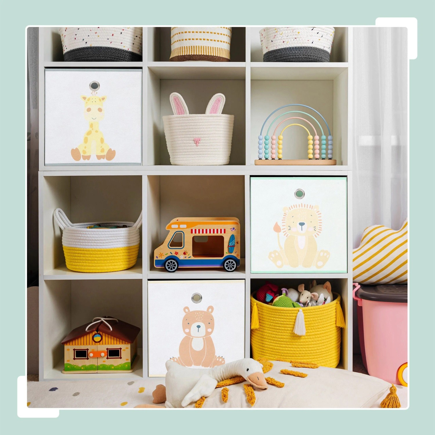 Relaxdays Kinder Aufbewahrungsboxen 3er Set Vlies Pappe Stahl Bunt Faltbar 30 cm x 30 cm x 30 cm_2