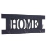 Dunkelgraue MCW Wandgarderobe im Shabby-Look mit Schriftzug "HOME" und 3 Doppelhaken.