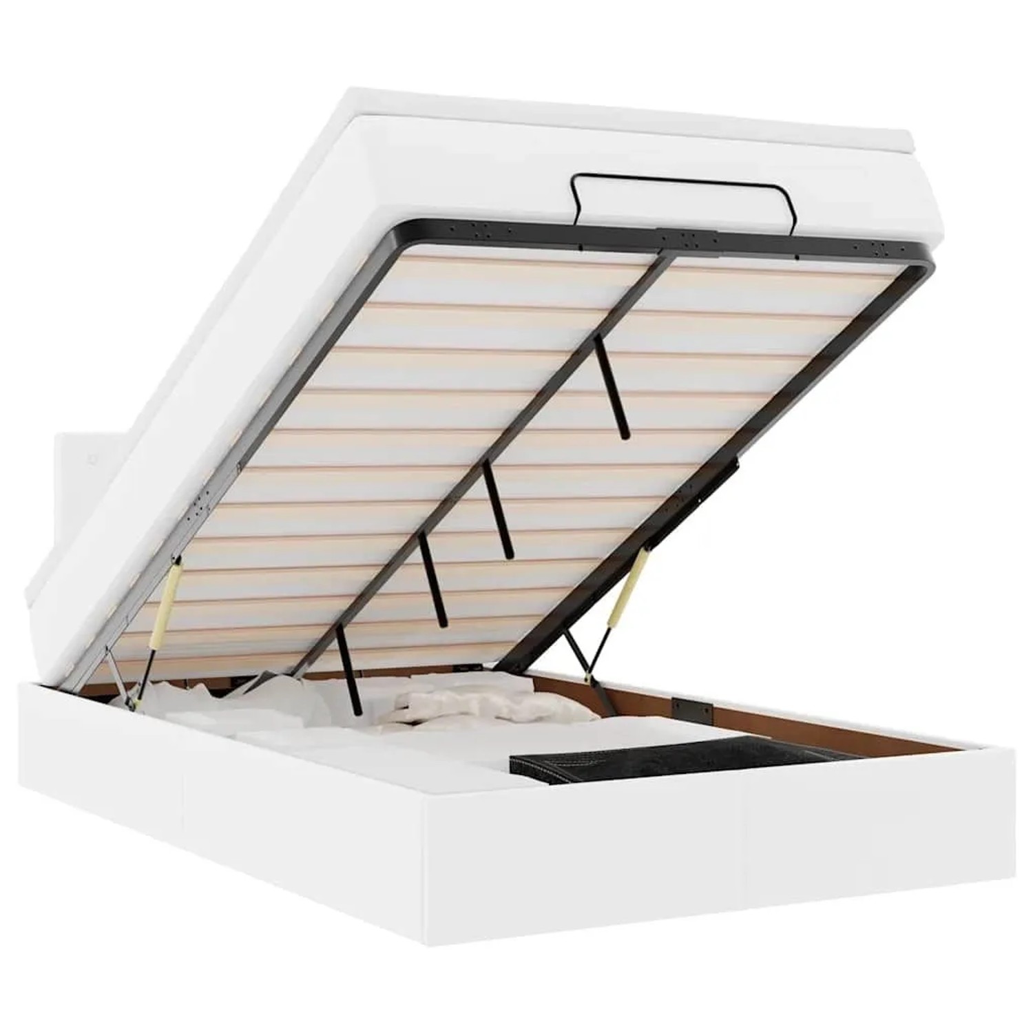 vidaXL Ottoman-Bett mit Matratzen und LEDs Reinweiß 120x190cm Kunstleder 3312143