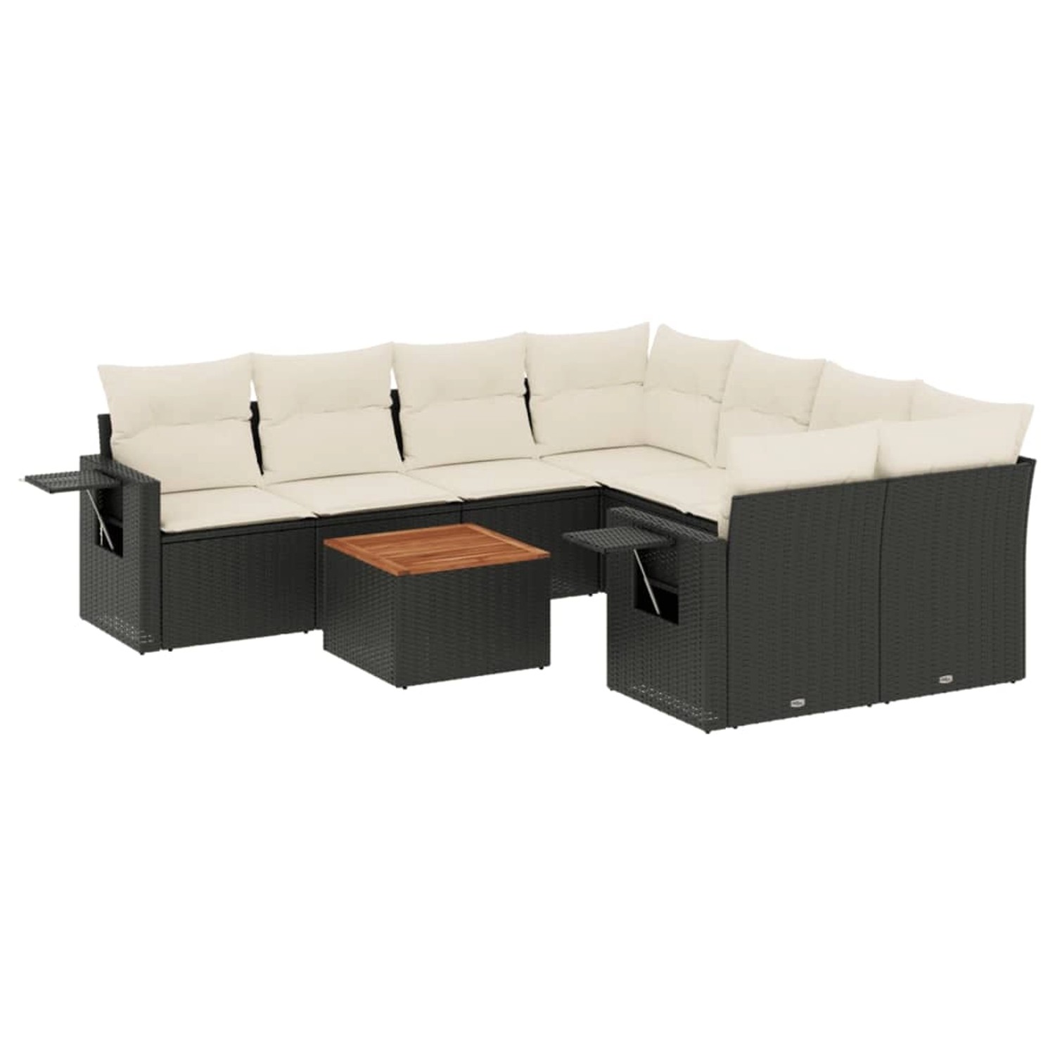 vidaXL 9-Tlg Garten-Sofagarnitur mit Kissen Schwarz Poly Rattan 3256819 günstig online kaufen