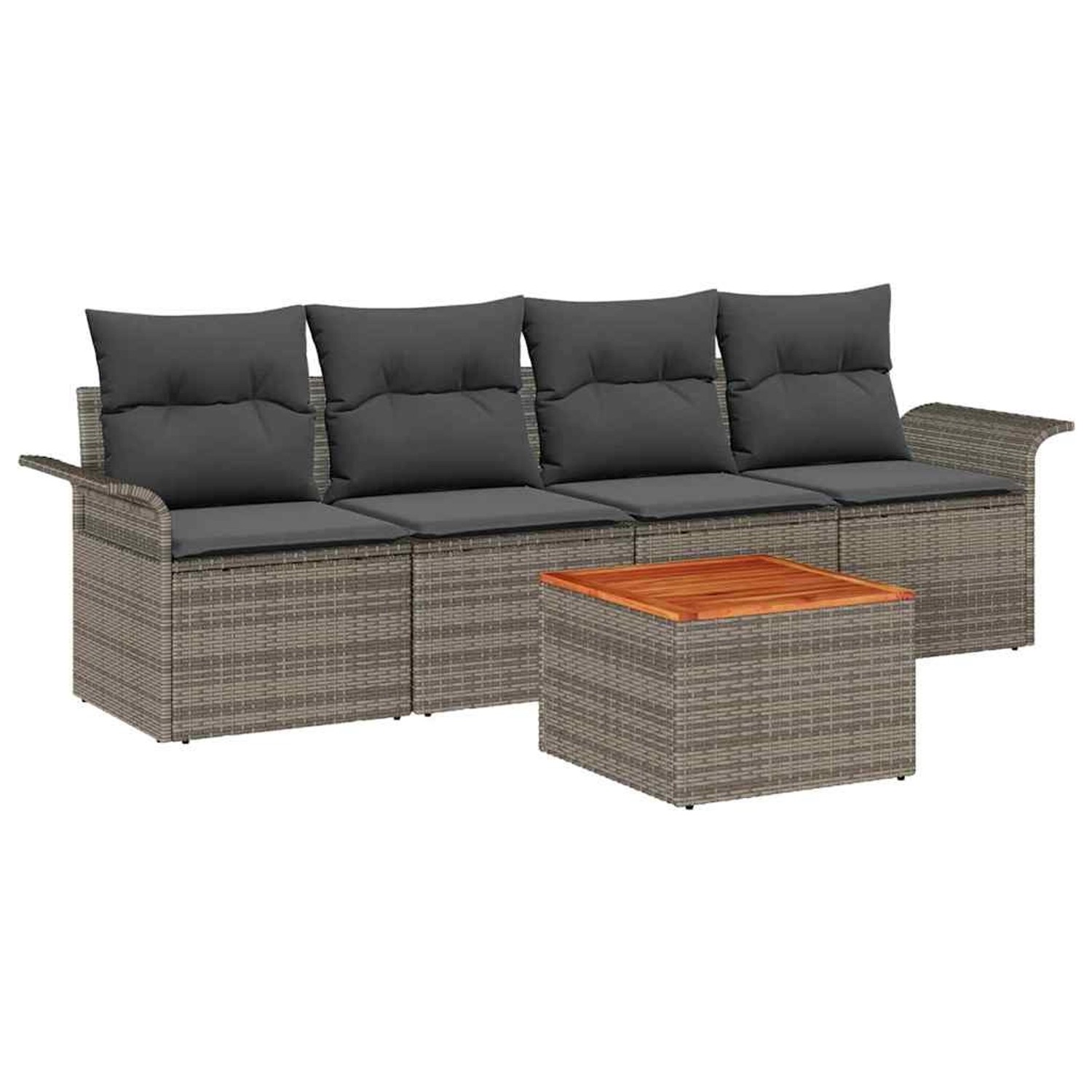 vidaXL Garten-Sofa-Set 5-Tlg Grau Poly Rattan 3347258 günstig online kaufen