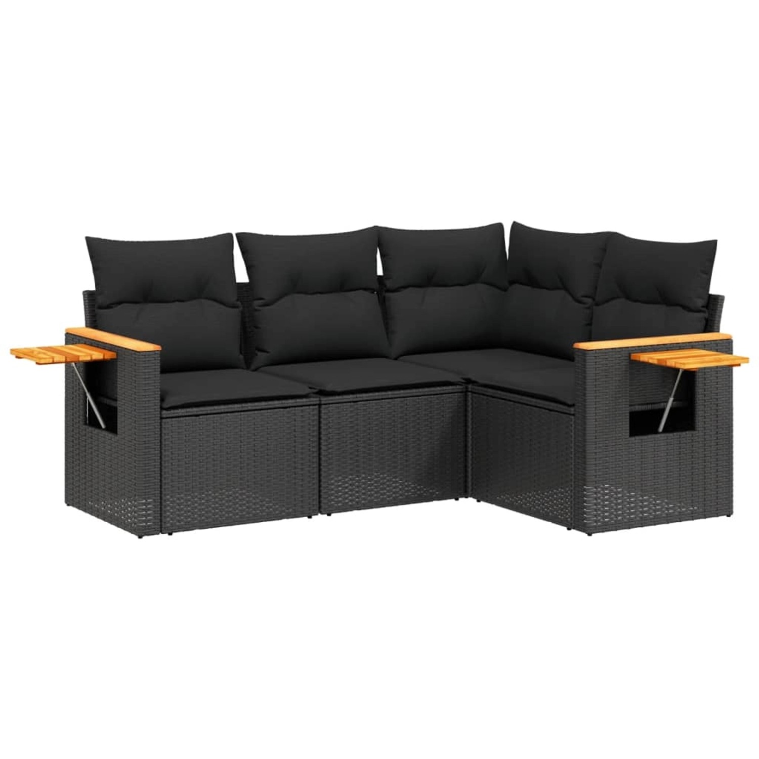 vidaXL 4-Tlg Garten-Sofagarnitur mit Kissen Schwarz Poly Rattan 3226769 günstig online kaufen
