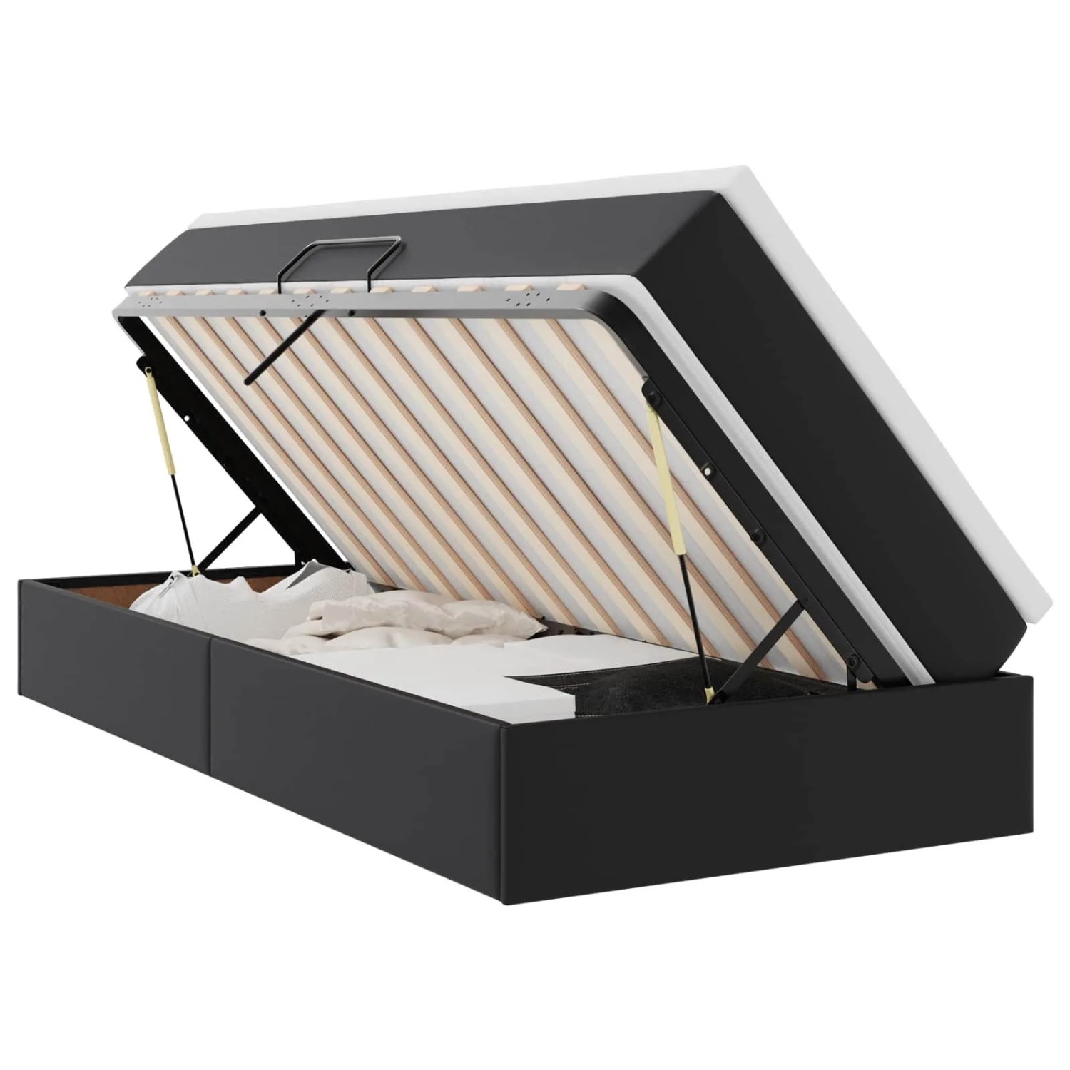 vidaXL Aufbewahrungsbett mit Matratze Schwarz 90 x 190 cm Kunstleder 3370142