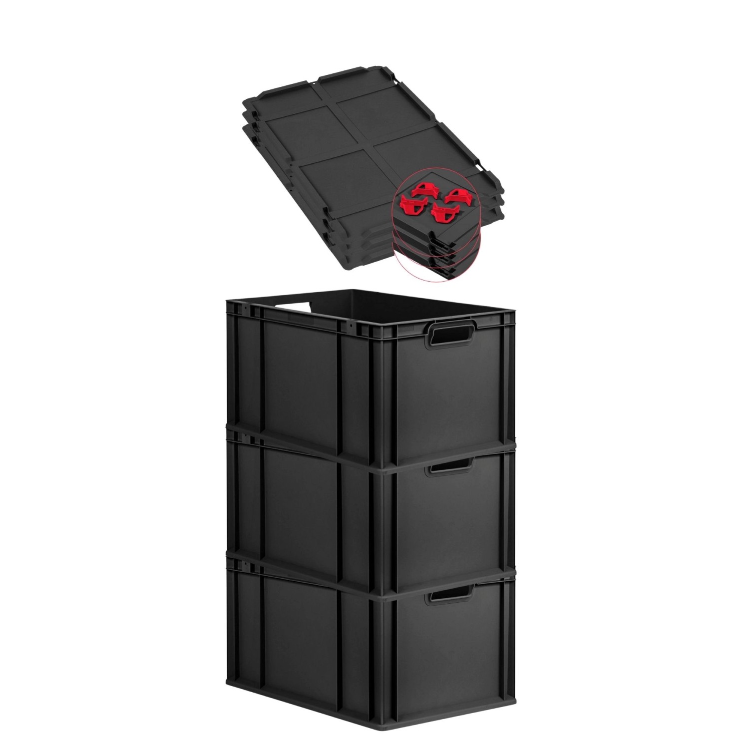 PROREGAL SuperSparSet 3x Eurobox Nextgen Grip Mit Auflagedeckel Und Roten V günstig online kaufen