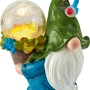 Blauer LED Solar-Deko Zwerg mit Glaskugel, 17,4 cm hoch. Garten Deko.