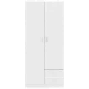 Hommdiy Kleiderschrank Weiß 80x52x180 Cm – Mit 2 Türen & Hängestange, Holzwerkstoff