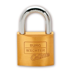 Burg Wächter Zylinder-Vorhangschloss C-Line 222 35 SB aus Messing mit Stahlbügel.