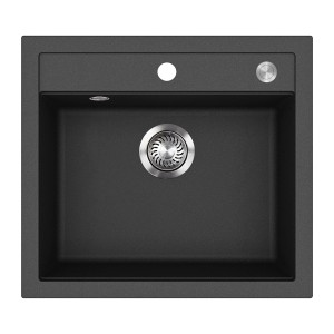 Helika Einbauspüle Quadro 56 cm x 51 cm Schwarz inkl. Druckknopfventil