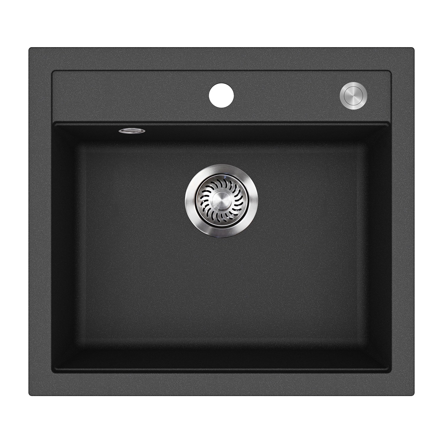 Helika Einbauspüle Quadro 56 cm x 51 cm Schwarz inkl. Druckknopfventil günstig online kaufen