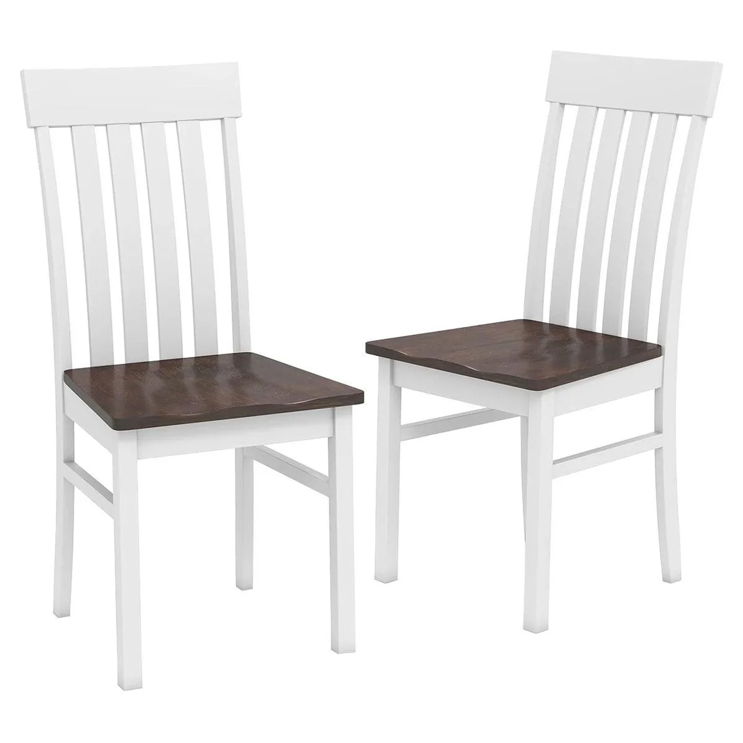 Costway 2er Set Esszimmerstühle Holz mit Rückenlehne Weiß & Walnuss günstig online kaufen