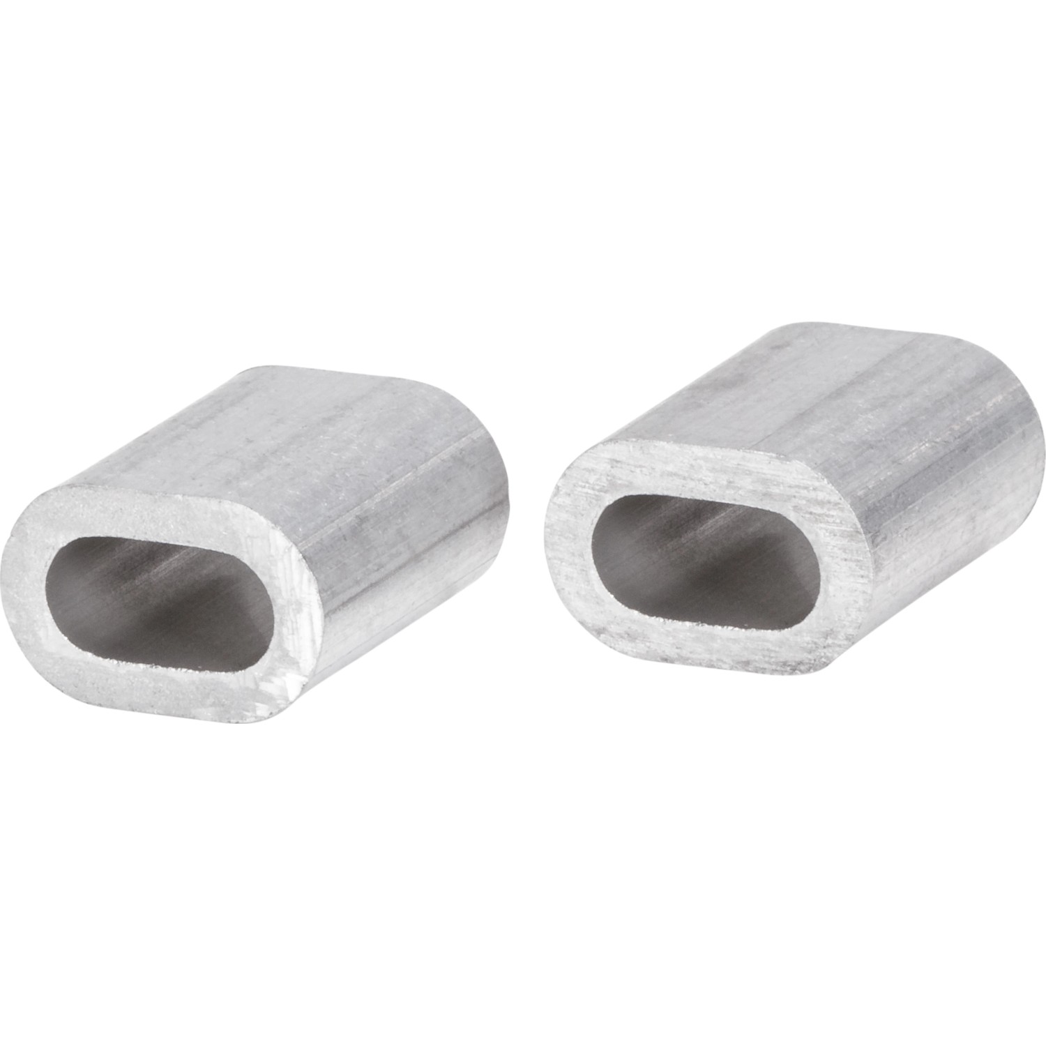 Zwei Aluminium Presshülsen, 3 mm Durchmesser, für Seile und Schnüre.