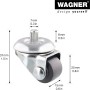Wagner Lenkrolle Soft, Ø 2 cm, Tragkraft 35 kg, mit grauem Rad und Metallgehäuse.
