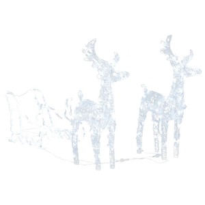vidaXL Rentiere & Schlitten Weihnachtsdekoration 160 LEDs 130 cm Acryl 289979