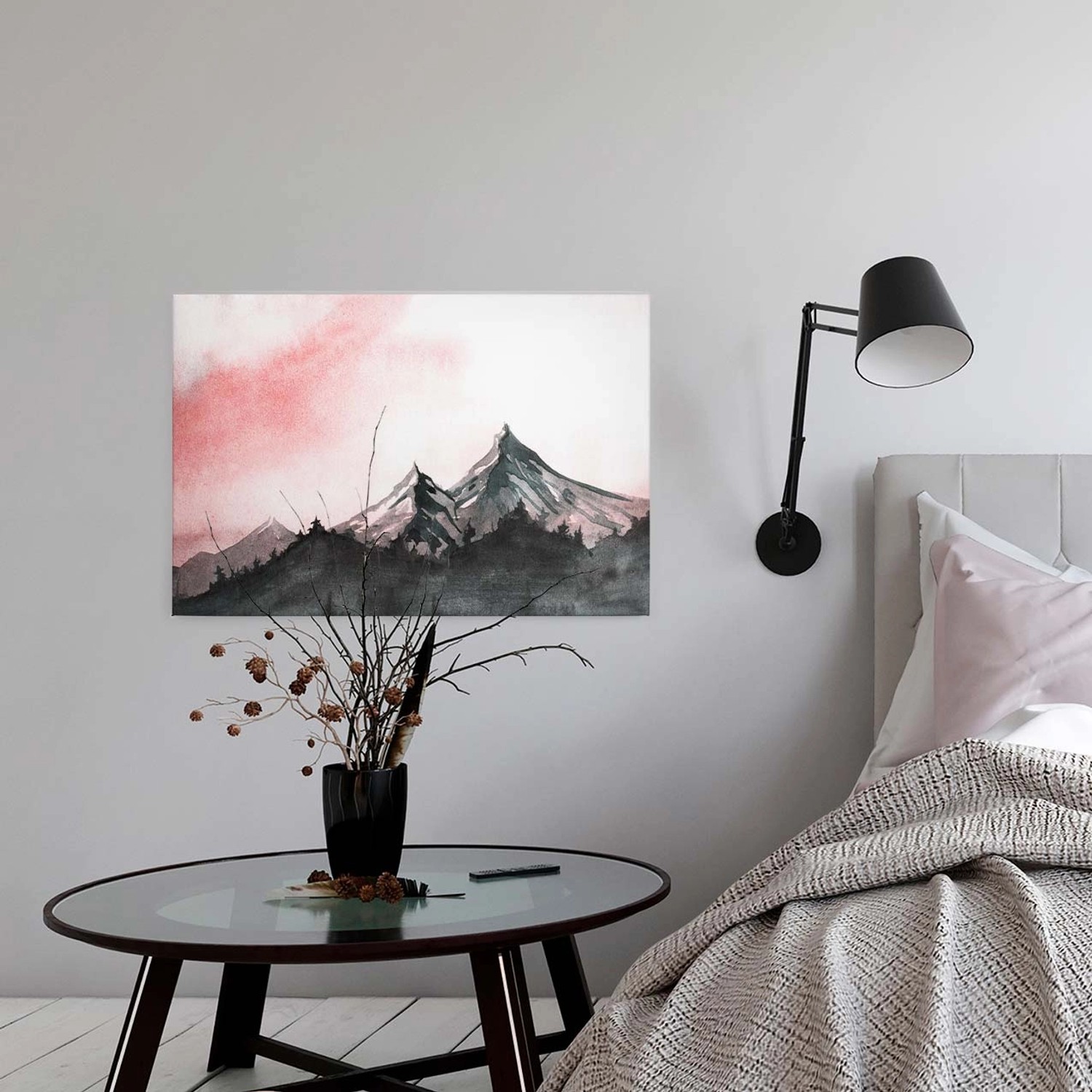 Bricoflor Berg Aquarell Auf Leinwand Keilrahmen Bild Mit Berglandschaft In günstig online kaufen