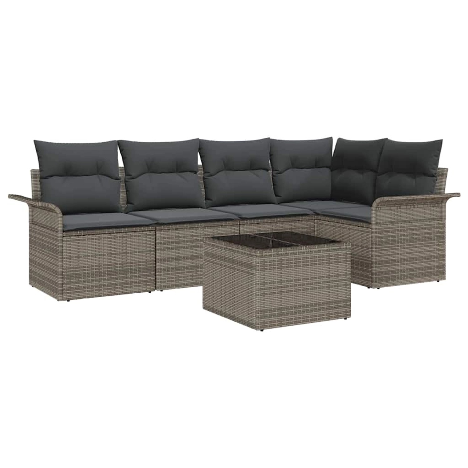 vidaXL Garten-Sofa-Set mit Kissen mit Speicher 6-Tlg Grau Poly Rattan 33540 günstig online kaufen