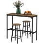 HOMCOM Bartisch-Set, 3-teilig, im Industrie-Design mit Stahl und rustikalem Braun.
