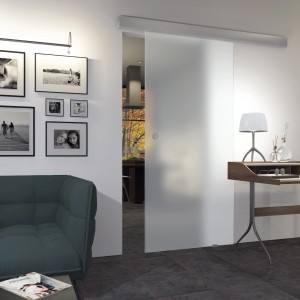Satinierte Glasschiebetür, ESG Floatglas, 2060x940 mm, für moderne Raumgestaltung.