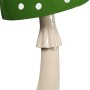Grüner Gartenstecker Pilz aus Metall mit weißen Punkten, 85cm hoch.