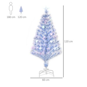 HOMCOM künstlicher Weihnachtsbaum, 120cm, mit LED-Sternen und Glasfaser-Beleuchtung.