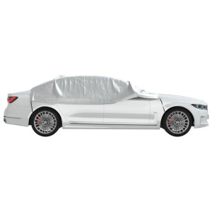 Silberne vidaXL Auto Halbgarage L schützt Auto vor Frost und UV-Strahlen.
