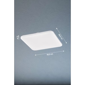 Weiße, dimmbare LED-Deckenleuchte Porto von Fischer & Honsel, 48,5x48,5 cm, für Innenräume.
