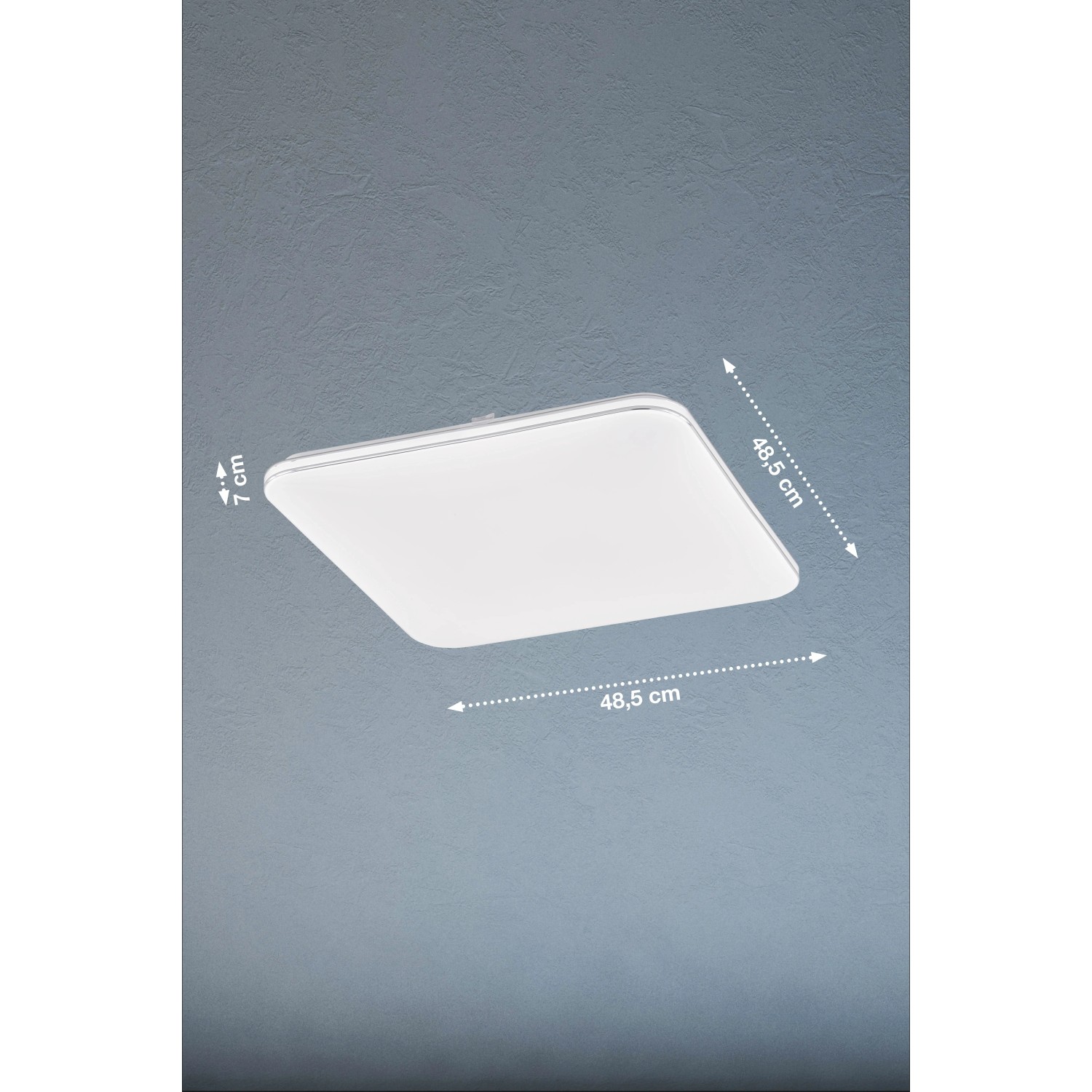 Weiße, dimmbare LED-Deckenleuchte Porto von Fischer & Honsel, 48,5x48,5 cm, für Innenräume.
