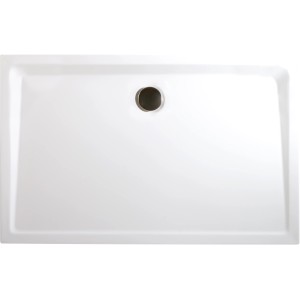 Rechteckige, extraflache Schulte Duschwanne ExpressPlus, 120x80 cm, in Alpinweiß mit Ablauf.