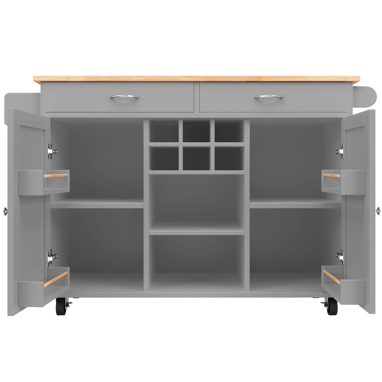 okwish Kücheninsel mit Speicherraum Multifunktion Küche 102x45x92cm Grau