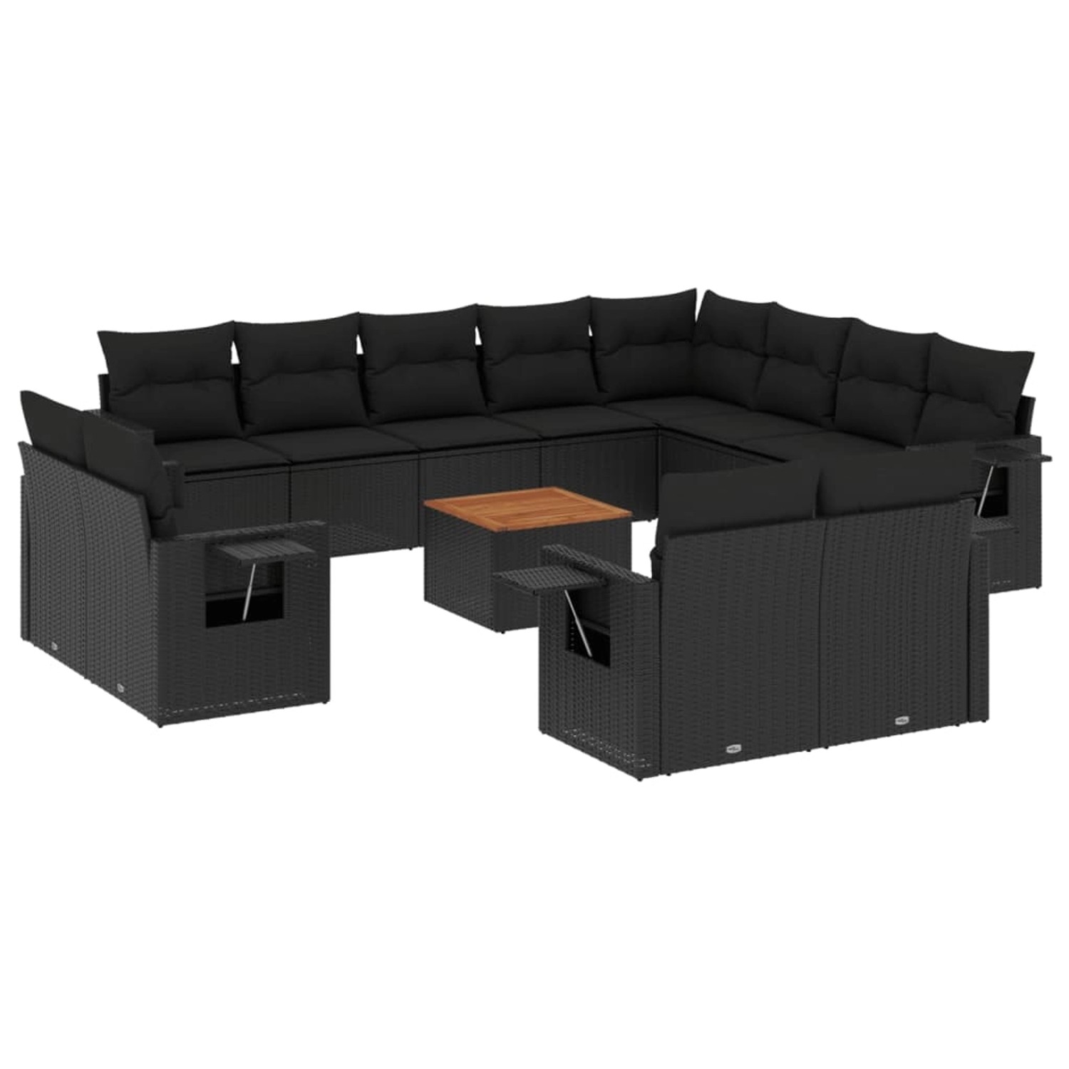vidaXL 13-Tlg Garten-Sofagarnitur mit Kissen Schwarz Poly Rattan 3257161 günstig online kaufen