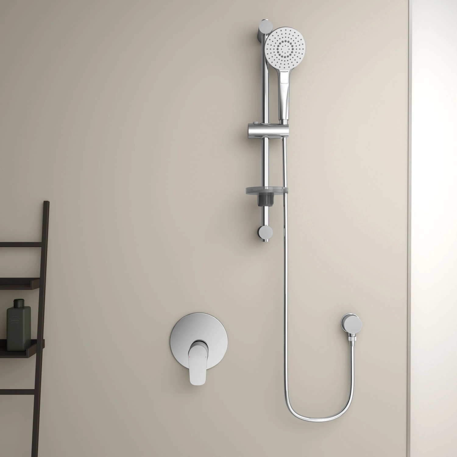 Ideal Standard Ceraflex Unterputz Brausearmatur in Chrom mit Handbrause und Brausestange.