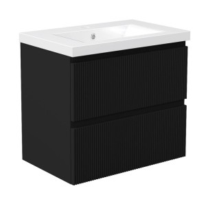 Duschspa Badmöbel 60cm Waschbecken mit Unterschrank Matt Schwarz 2-tlg