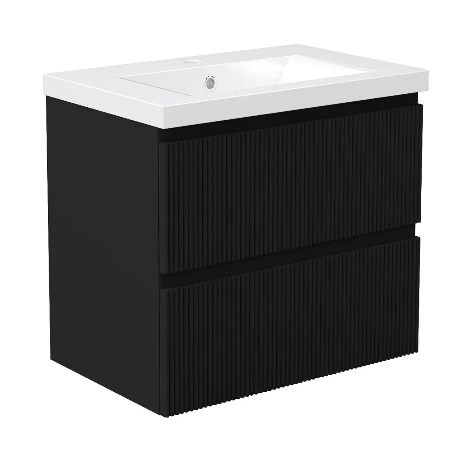 Duschspa Badmöbel 60cm Waschbecken mit Unterschrank Matt Schwarz 2-tlg