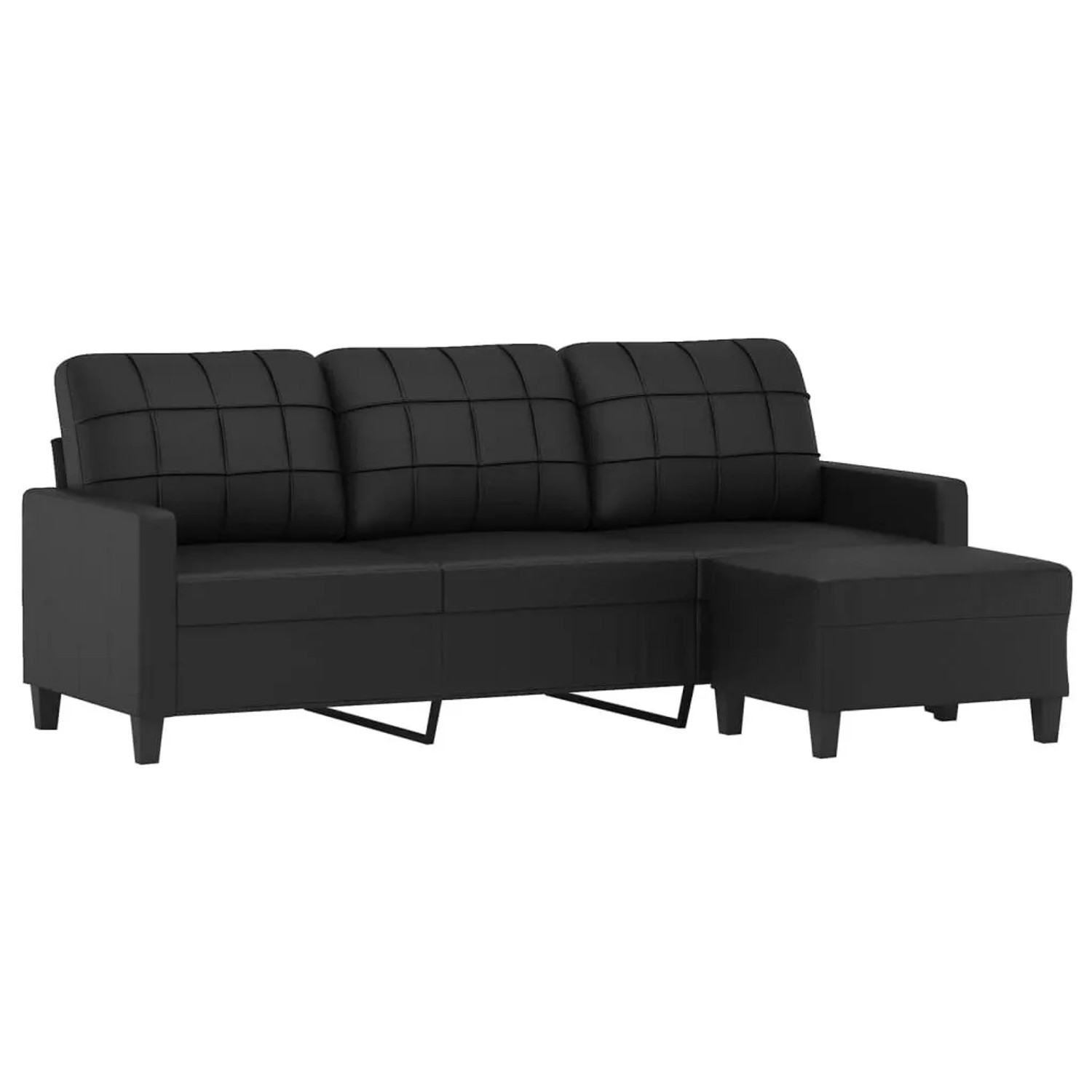 vidaXL 3-Sitzer-Sofa mit Hocker Schwarz 180 cm Kunstleder 3201014 günstig online kaufen