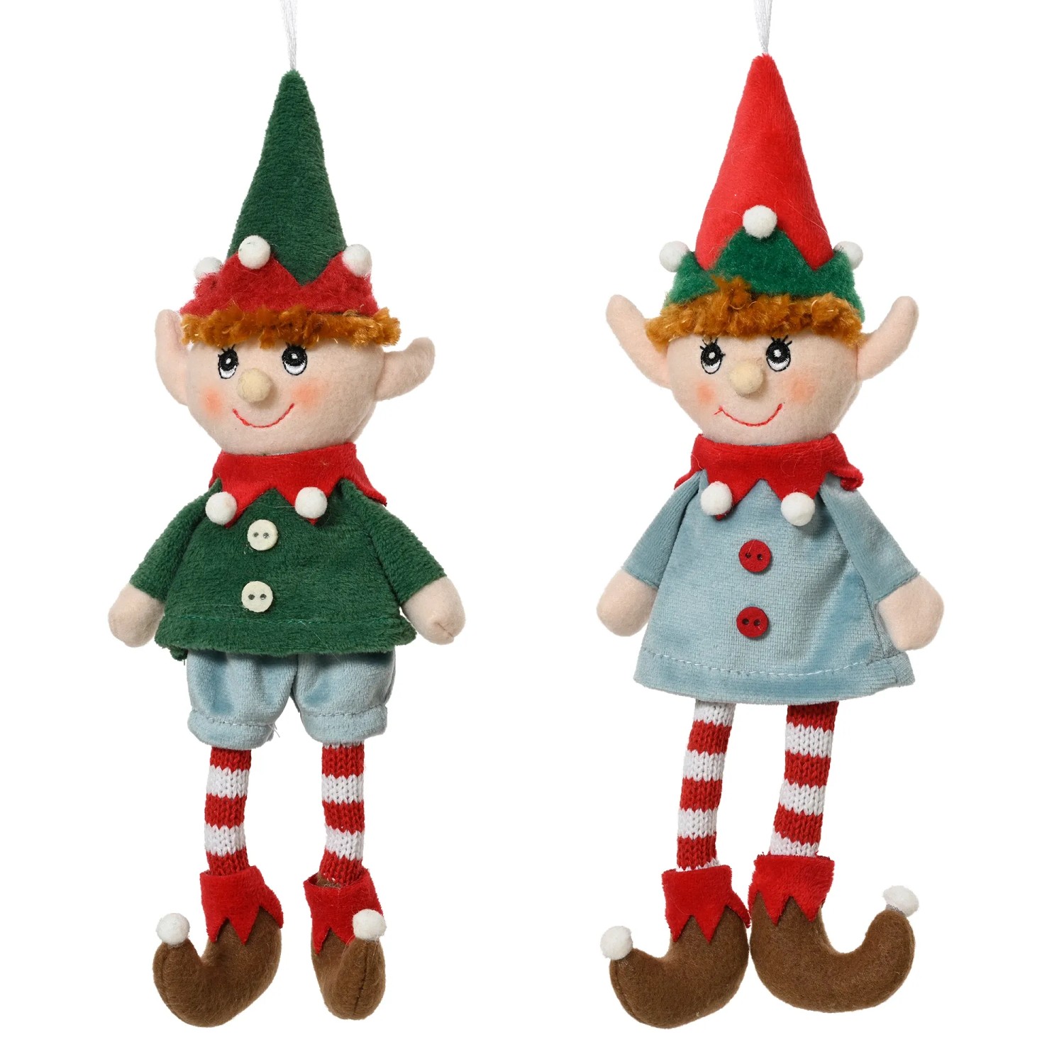 Decoris Weihnachtsanhänger Elf Polyester 10 cm x 5 cm x 27 cm 2-fach Sortiert