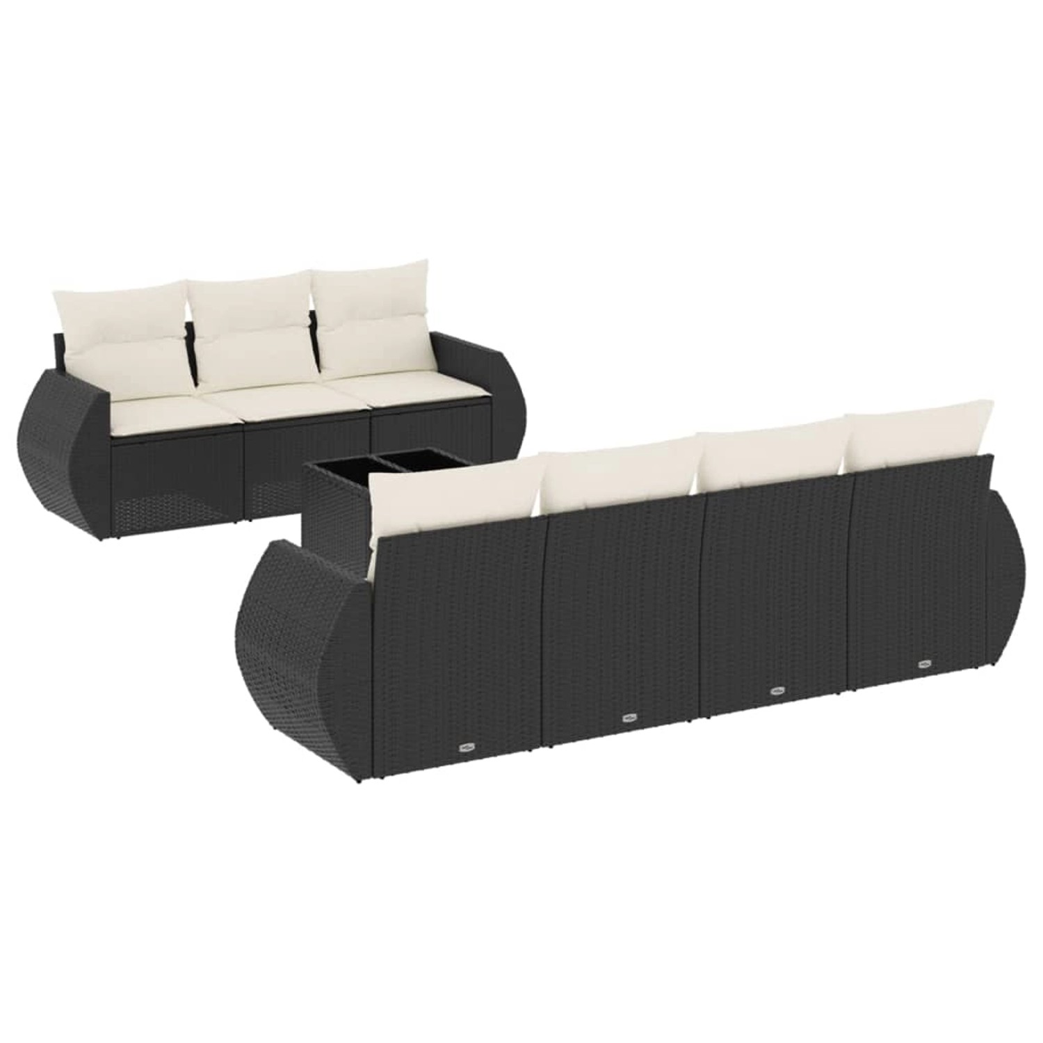 vidaXL 8-Tlg Garten-Sofagarnitur mit Kissen Schwarz Poly Rattan 3221125 günstig online kaufen