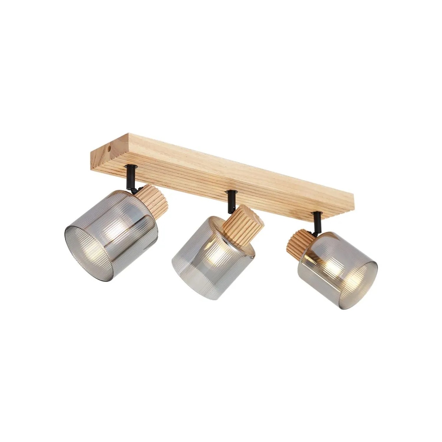 QAZQA Moderner Spot Holz mit Rauchglas 3-Lichter Dreh- und Kippbar Gracy