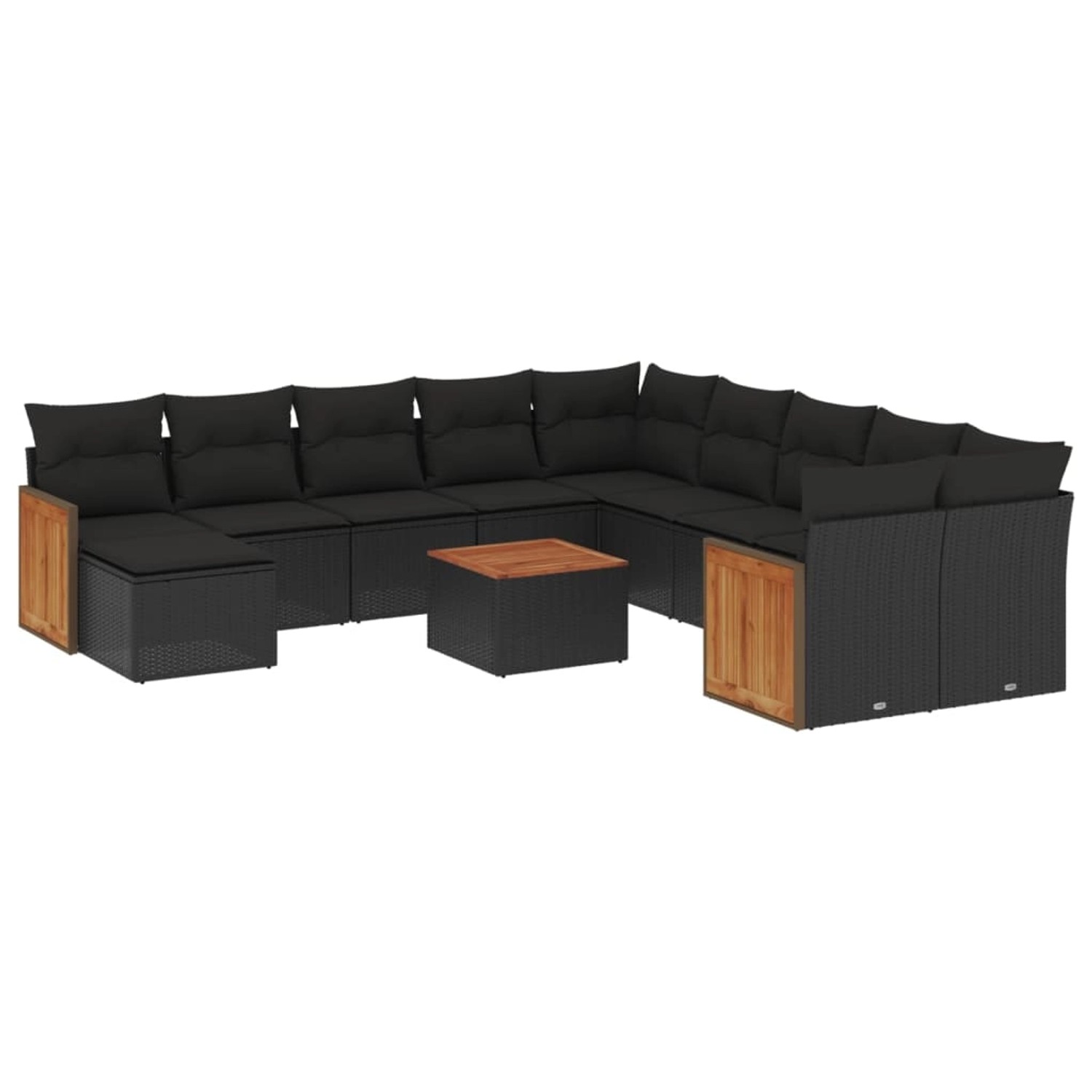 vidaXL 12-Tlg Garten-Sofagarnitur mit Kissen Schwarz Poly Rattan 3260655 günstig online kaufen