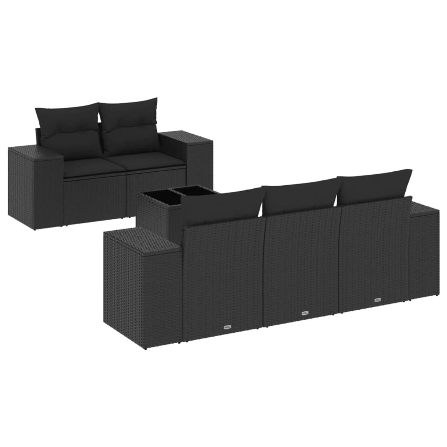 vidaXL 6-tlg Garten-Sofagarnitur mit Kissen Schwarz Poly Rattan Modell 205 günstig online kaufen