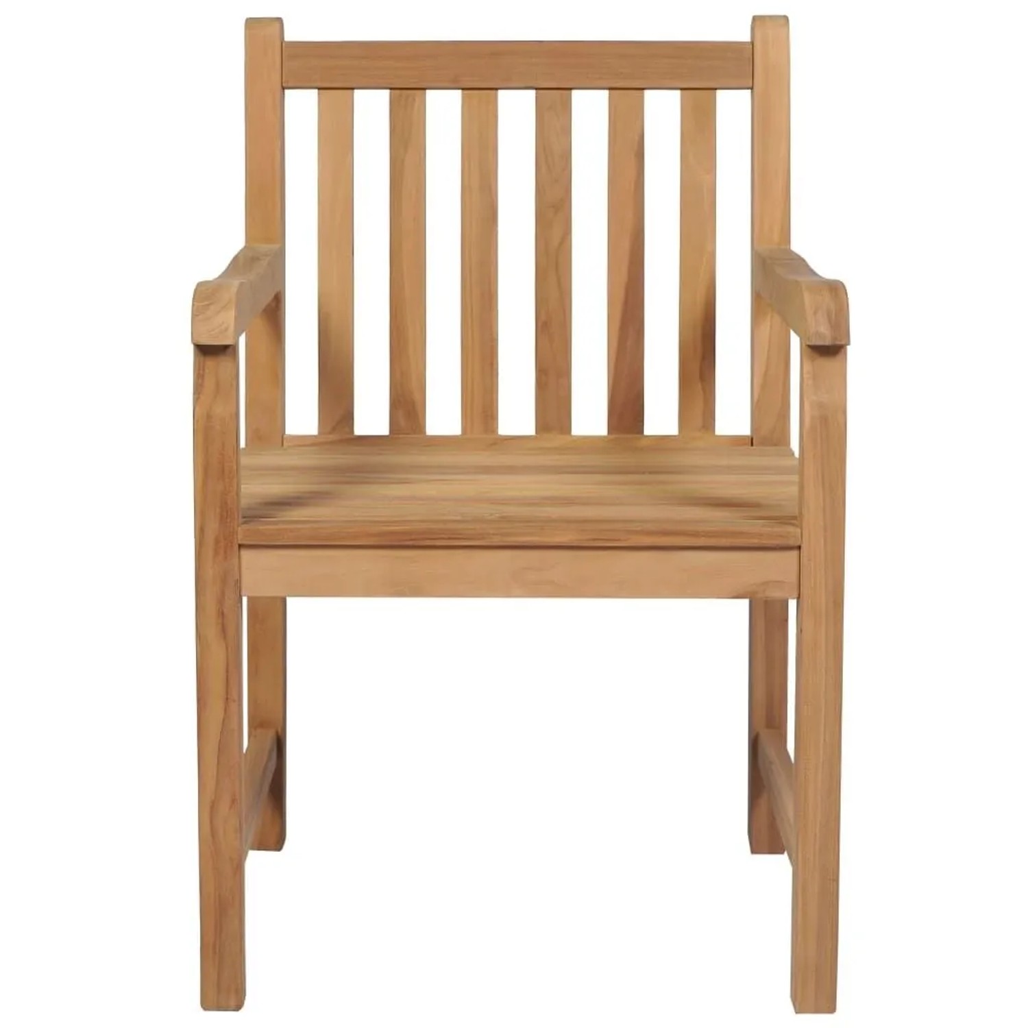 Gartenstuhl aus Teakholz mit Armlehne. Weinrotes Kissen optional.