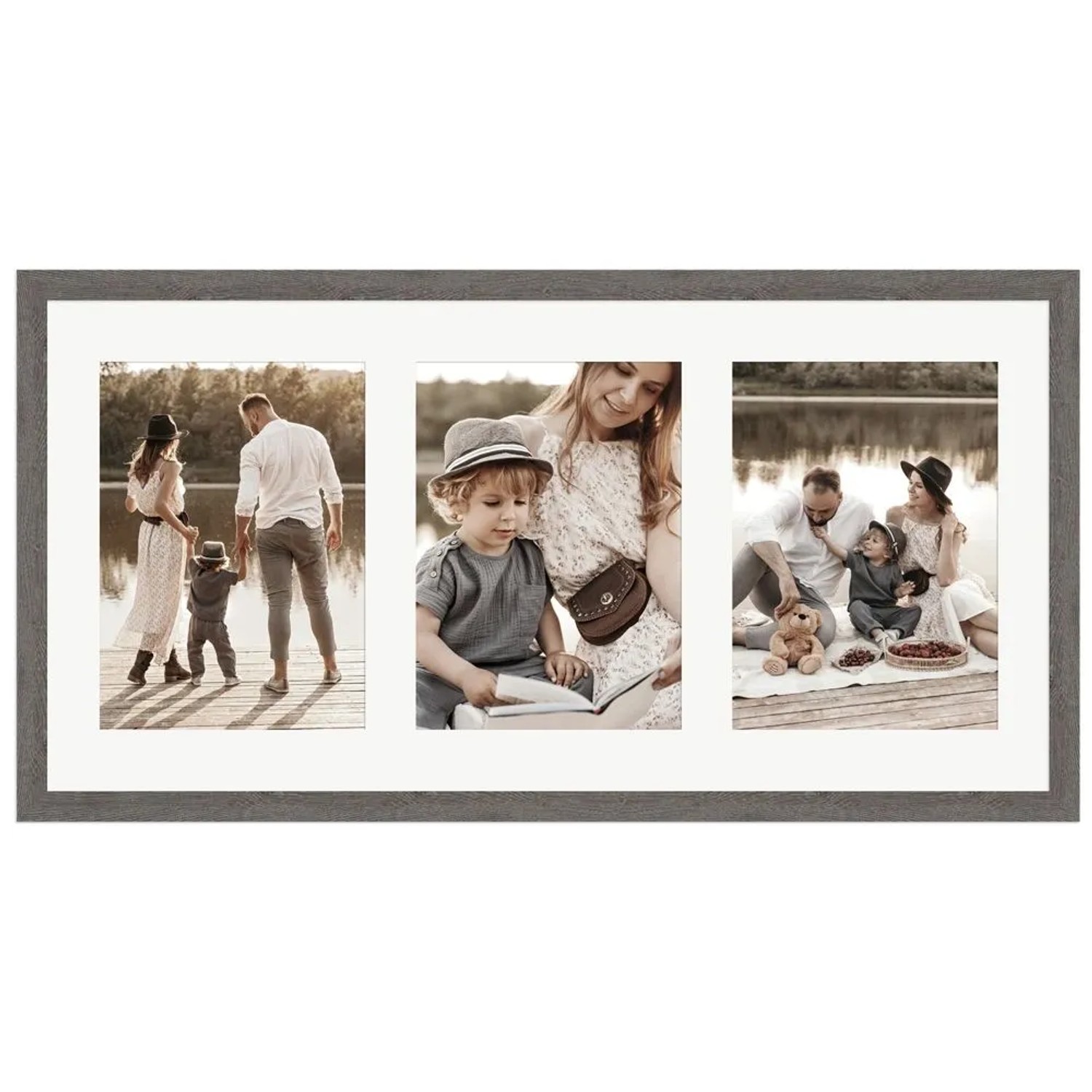 WANDStyle Galerierahmen G950 in Graubraun 25 x 50 cm für 3 Bilder im Format 13 x 18 cm
