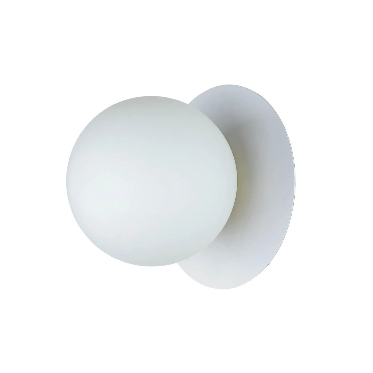 EASYLIGHT Wandleuchte Glas Metall E14 Rund Ø 15 cm Kugel Schirm In Weiß Gold