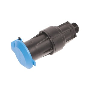 LUX-TOOLS Wassersteckdose für PE-Rohre, 26,4 mm (R 3/4), Kaltwassersysteme, mit blauem Deckel.
