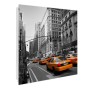 Weißer Schlüsselkasten mit New York Taxi Motiv, 30x30cm, 50 Haken, magnetisch und beschreibbar.