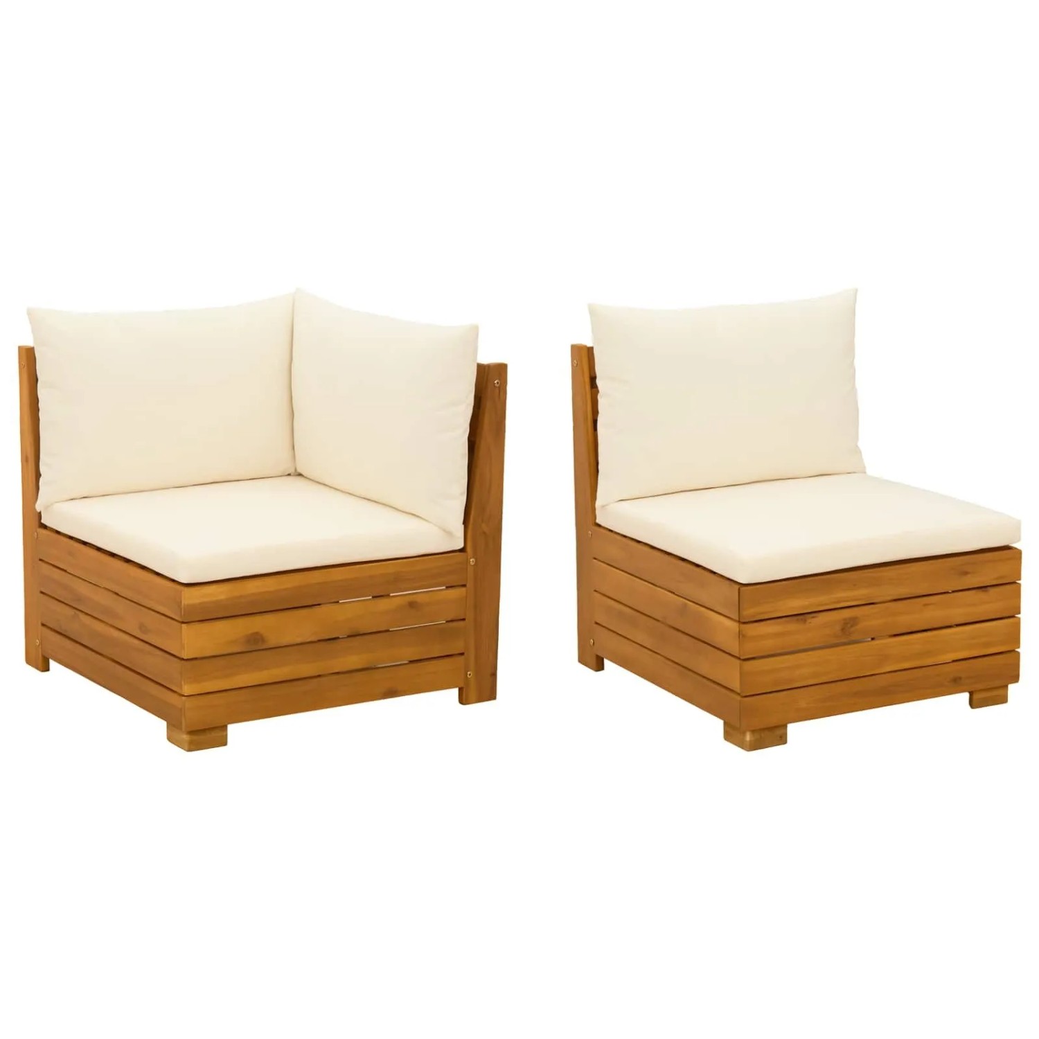 vidaXL Garten-Lounge-Set mit Kissen 2 Stück Braun Massivholz Akazie 42022432